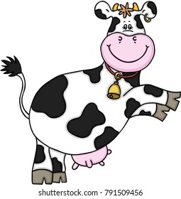 Cute cow jumping
