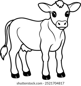 A cute Cow kid line art vector illustration