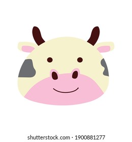 cute cow little animal head character vector illustration design