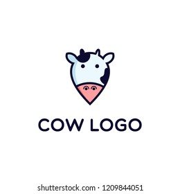 cute cow logo design animal vector