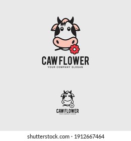 cute cow logo design vector template