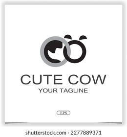 cute cow logo premium elegant template vector eps 10