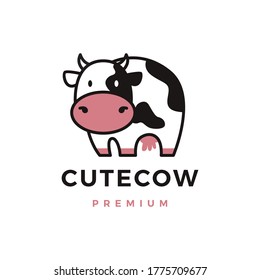 cute cow logo vector icon illustration