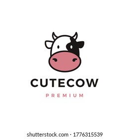 cute cow logo vector icon illustration