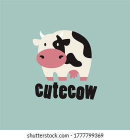 cute cow logo vector icon illustration