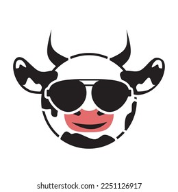 cute cow logo vector illustration template design