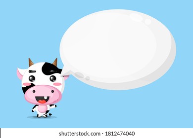 Cute cow mascot with bubble speech