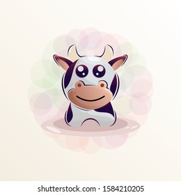 cute cow mascot cartoon design vector