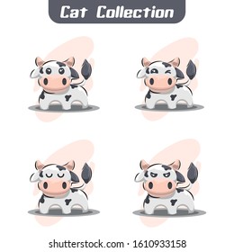 Cute cow Mascot Cartoon Design Vector collection