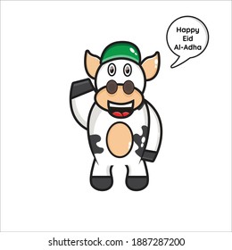 cute cow mascot illustration on Eid al-Adha