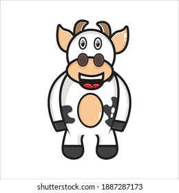 cute cow mascot illustration vector design eps 10 on white background