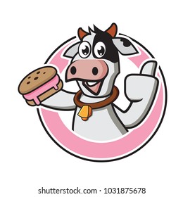 Cute Cow Mascot Logo Illustration