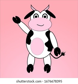 Diseño vectorial de mascota de vaca mate 