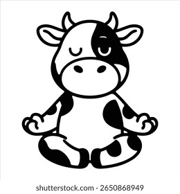 Cute Cow Meditating in Yoga Pose