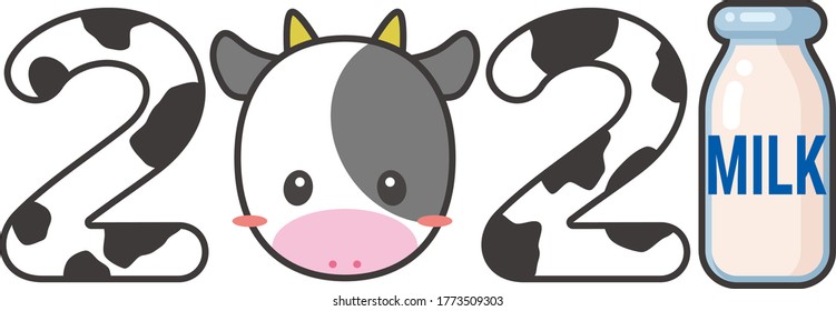 Cute cow and milk bottle 2021