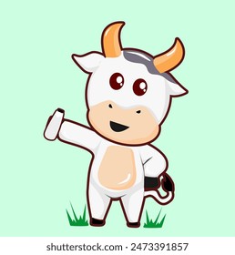 Cute cow with milk Cartoon Vector Icon Illustration. Animal Nature Icon Concept Isolated Premium Vector. Flat Cartoon Style