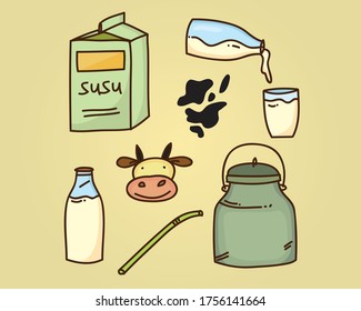 ilustración vectorial del icono de la leche de vaca linda