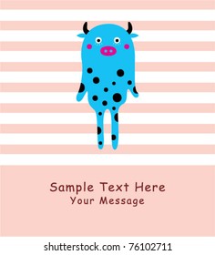 cute cow monster greeting