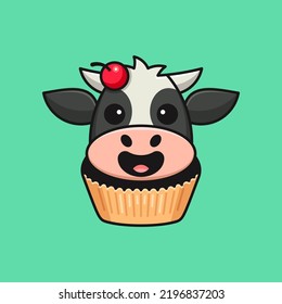 vaca linda en brownies adecuado para mascotas, pegatinas, camisetas y otros negocios relacionados