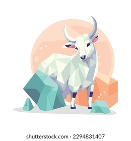 Cute cow on farm backdrop icon isolated