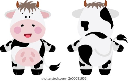 Cute cow on front and back position