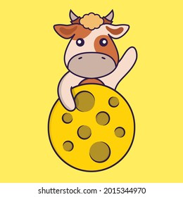 Cute cow is on the moon.