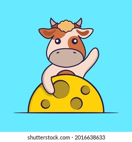 Cute cow is on the moon.