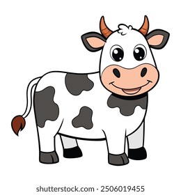 cute cow on white background. animal cartoon vector illustration
