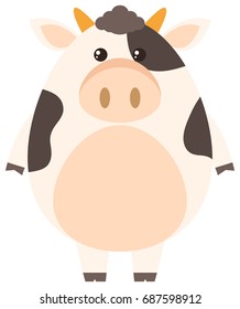 Cute cow on white background illustration