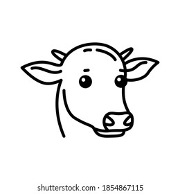  Cute cow. Outline simple vector icon. Icon, symbol, geometric, doodle. 