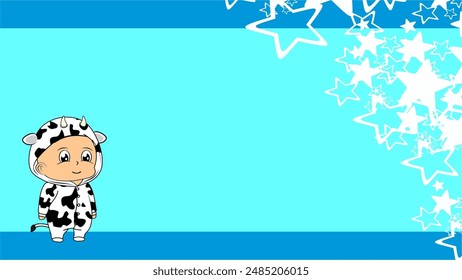 cute cow pajama kid cartoon background in vector format