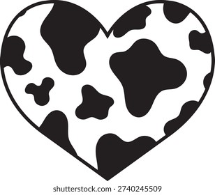 cute cow pattern heart line design dairy farm theme birthday party decoration fashion graphic logo badge emblem branding playful animal print love shape template printable modern minimal ranch style
