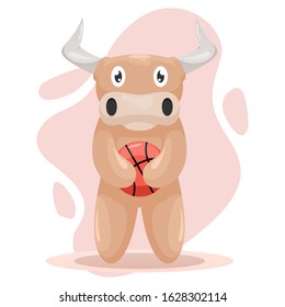 Cute cow playing basketball mascot cartoon vector