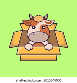 Cute vaca Jugando En Caja.