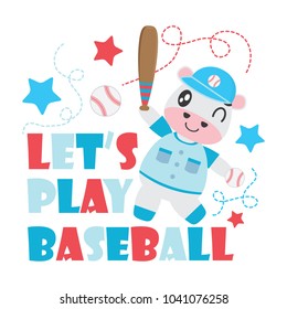 Cute cow plays baseball vector cartoon illustration for Kid t-shirt background design, postcard, and wallpaper