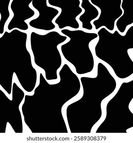 Cute Cow Print Seamless Background Black and White Animal Spots for Surface Design