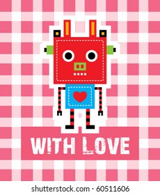 cute cow robot with love