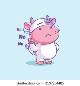 The cute cow said no while shaking her head