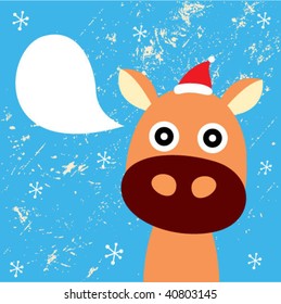 cute cow santa christmas card