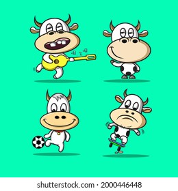 cute cow set vector design