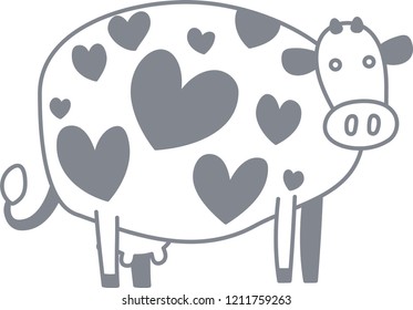 Cute cow silhouette illustration