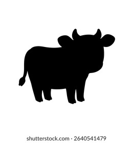 Cute cow silhouette vector flat illustration design.