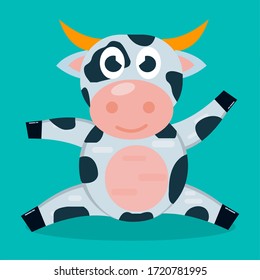 cute cow sit down vector illustration 