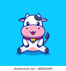 Cute Cow Sitting Cartoon Vector Icon Stock Vector (Royalty Free ...