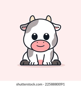 Cute Cow Sitting Down Illustration