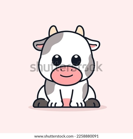 Cute Cow Sitting Down Illustration