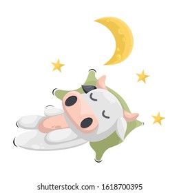 CUTE COW SLEEPING CARTOON VECTOR