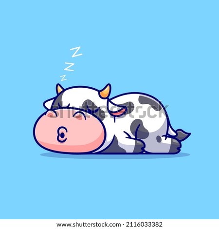 Cute Cow Sleeping Cartoon Vector Icon Illustration. Animal Nature Icon Concept Isolated Premium Vector. Flat Cartoon Style