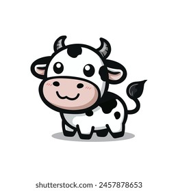 cute cow smile cartoon character vector illustration template design