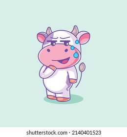 Cute cow smiling suspiciously cartoon